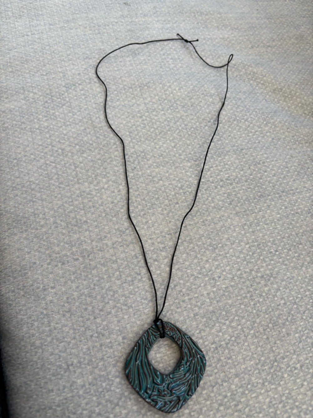 Handcrafted Teal and Black Pendant Necklace - Women Jewelry